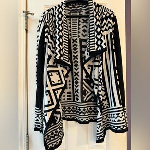 Black and white tribal print cardigan